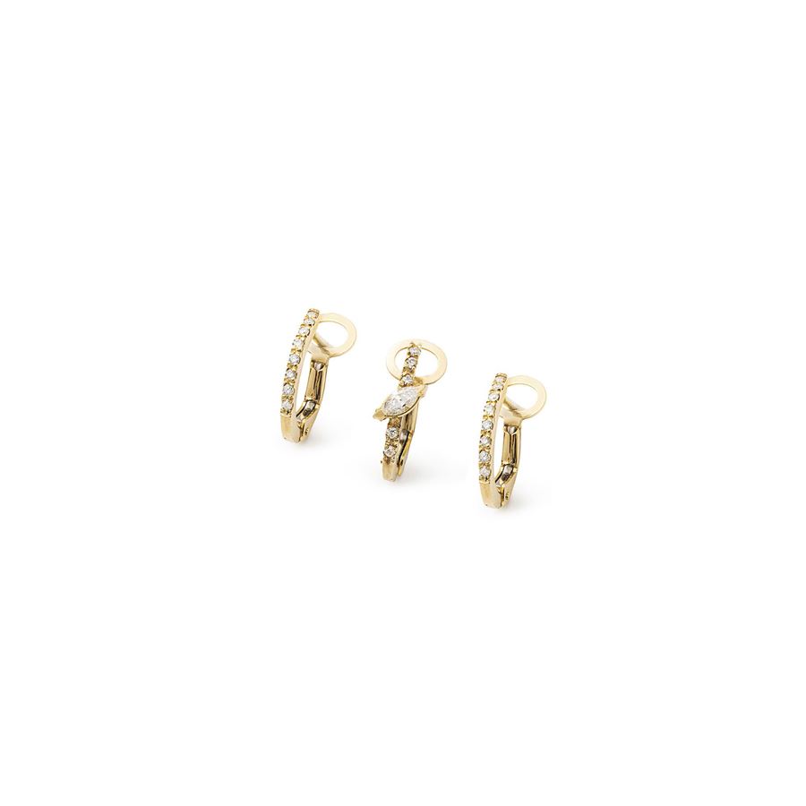 Set of three mini gold hoop earrings BALANCE | SET 3 OVAL XSAU18G CT 0,23